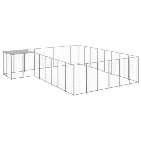 Dog Kennel Silver 169.3 ft¬≤ Steel