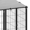 Dog Kennel Black 52.1 ft¬≤ Steel